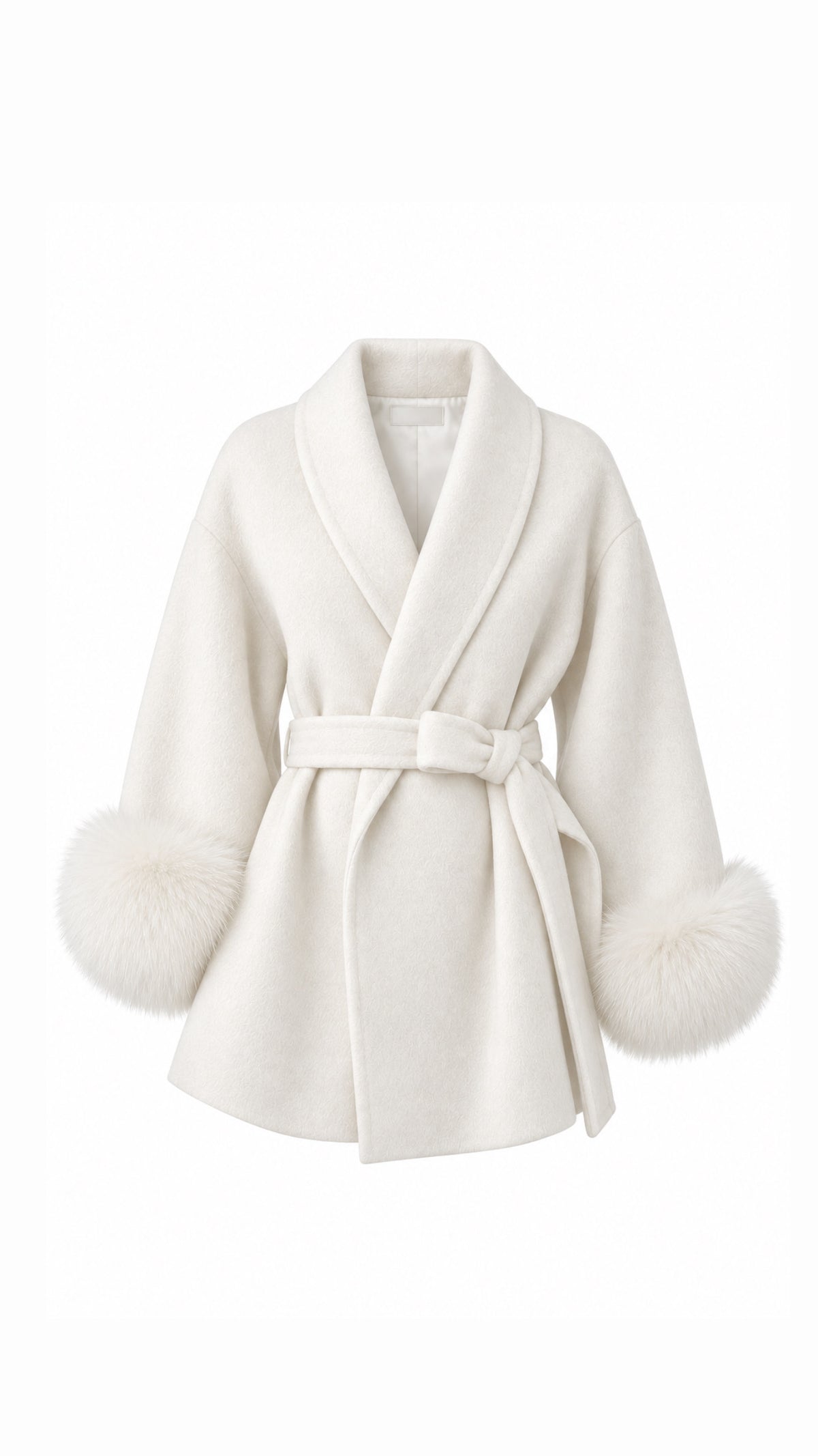 Fur Cuff Belted Coat