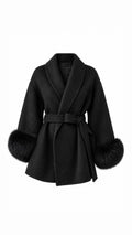 Fur Cuff Belted Coat