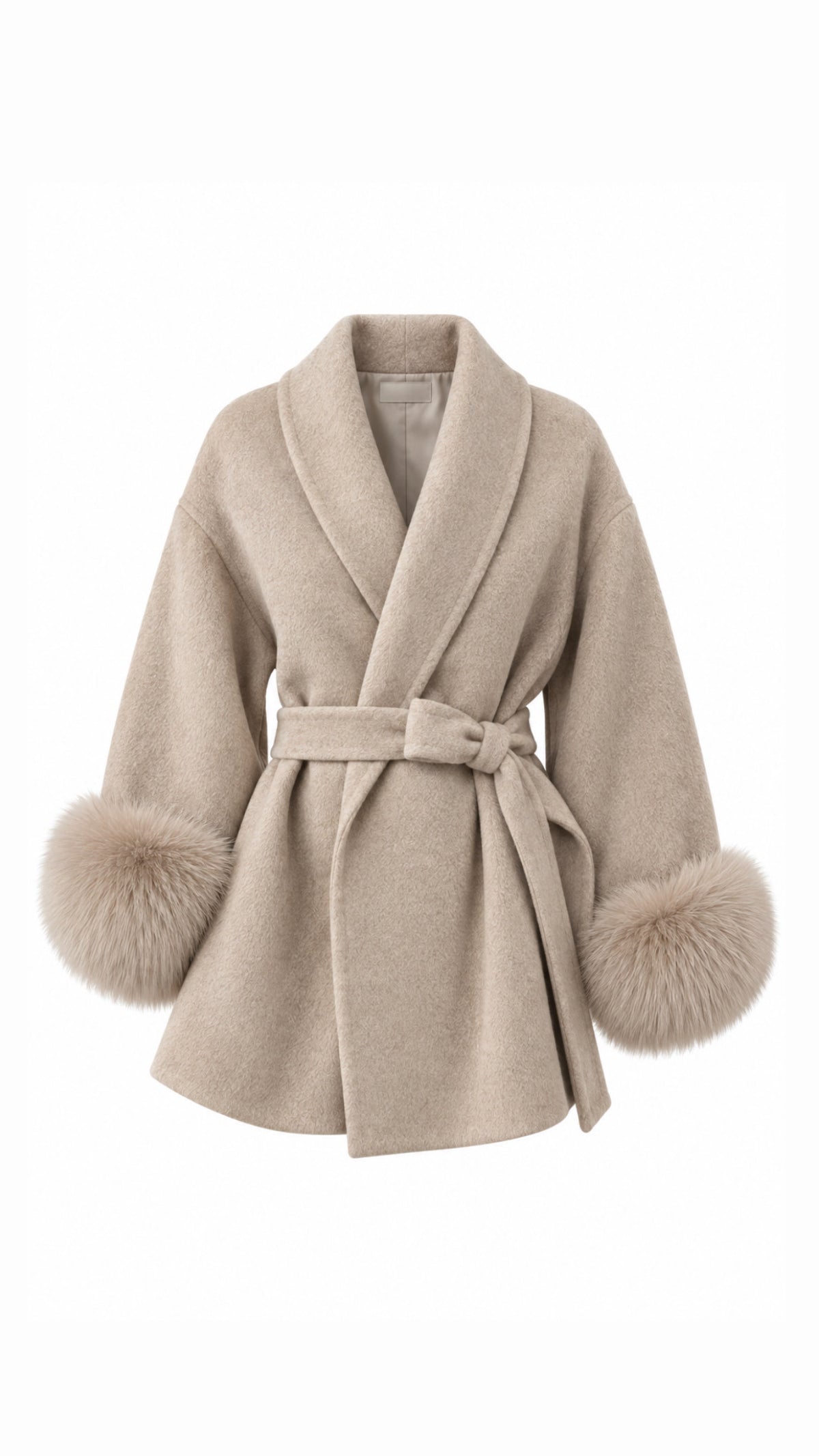 Fur Cuff Belted Coat