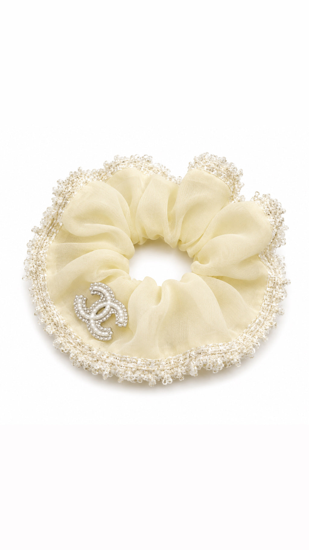 C - Tweed Trim Chiffon Scrunchie