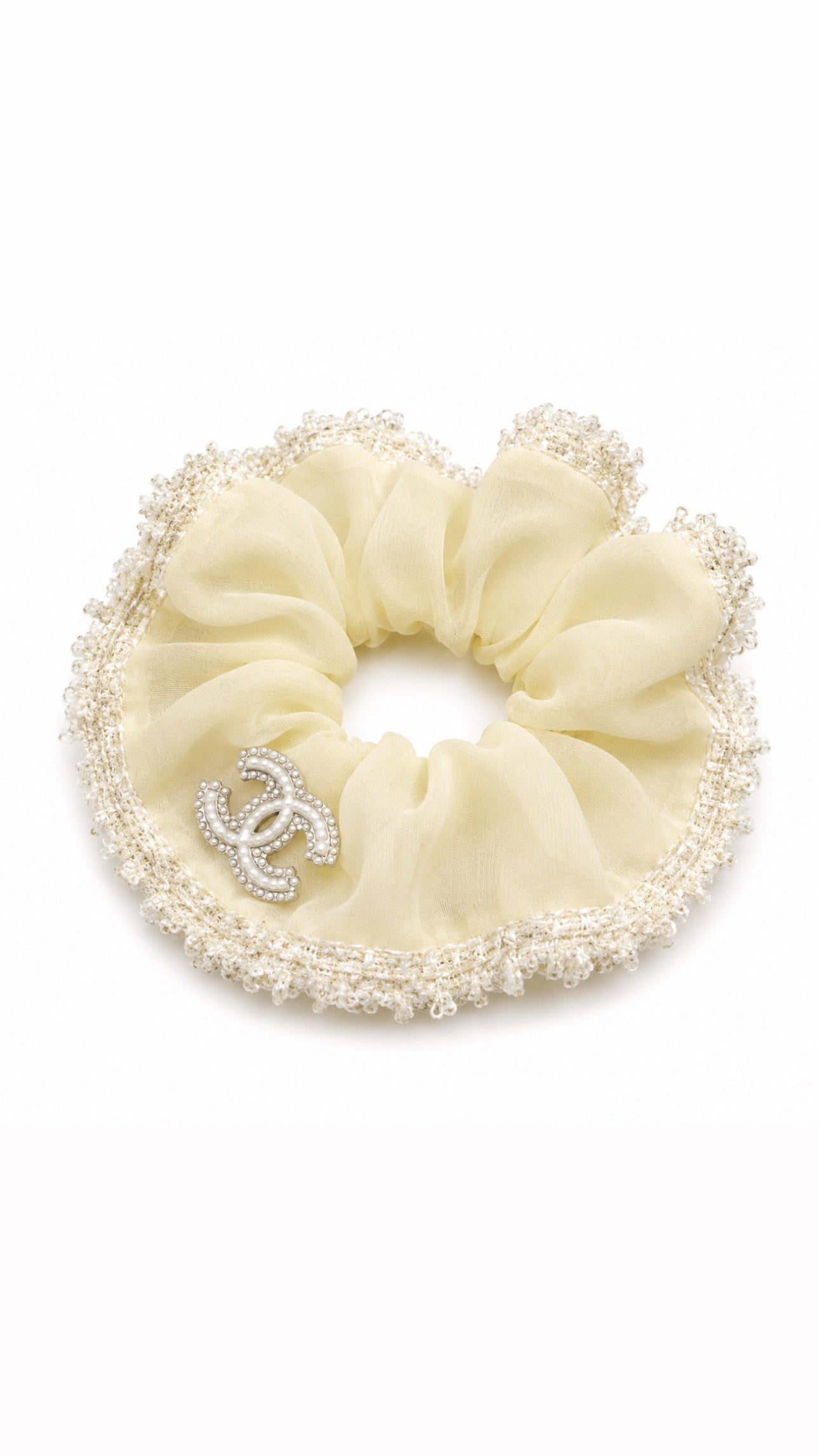 C - Tweed Trim Chiffon Scrunchie