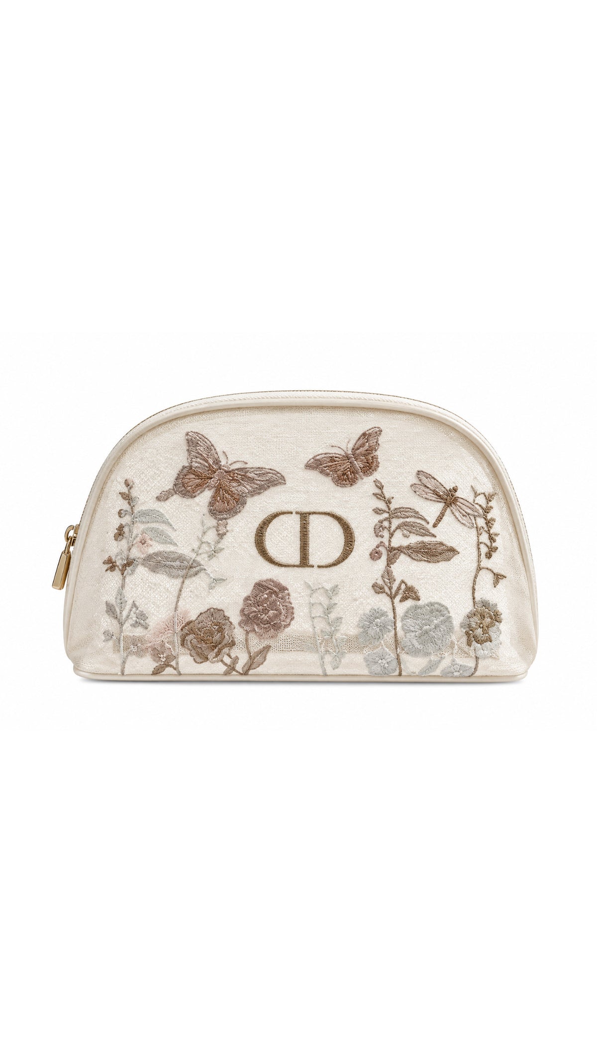 D – Elegant Butterfly & Floral Embroidery Makeup Pouch