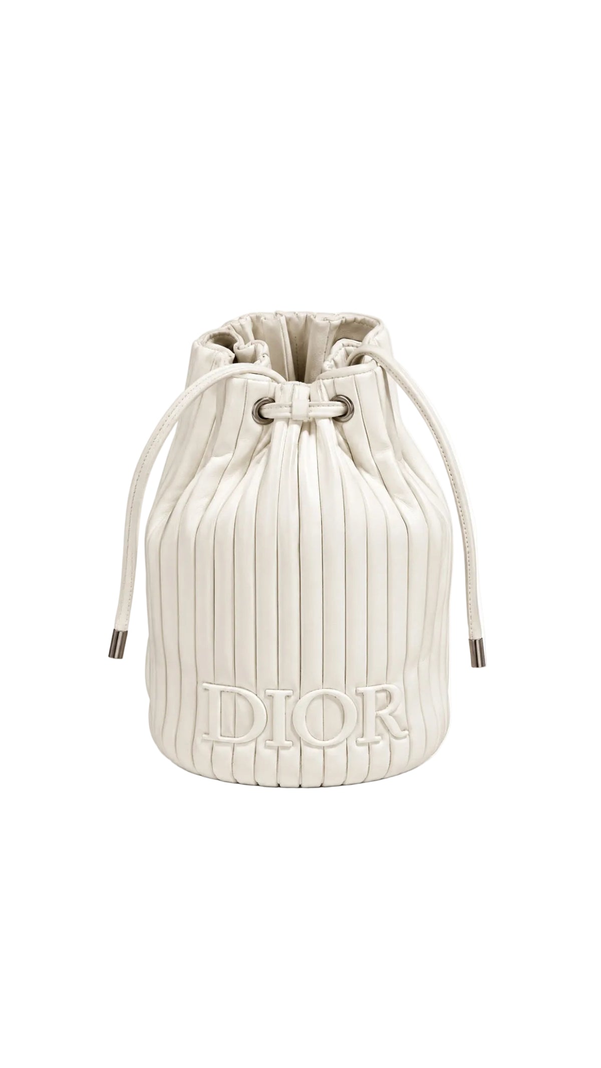 D - Minimalist Pleated Drawstring Cosmetic Bucket Bag