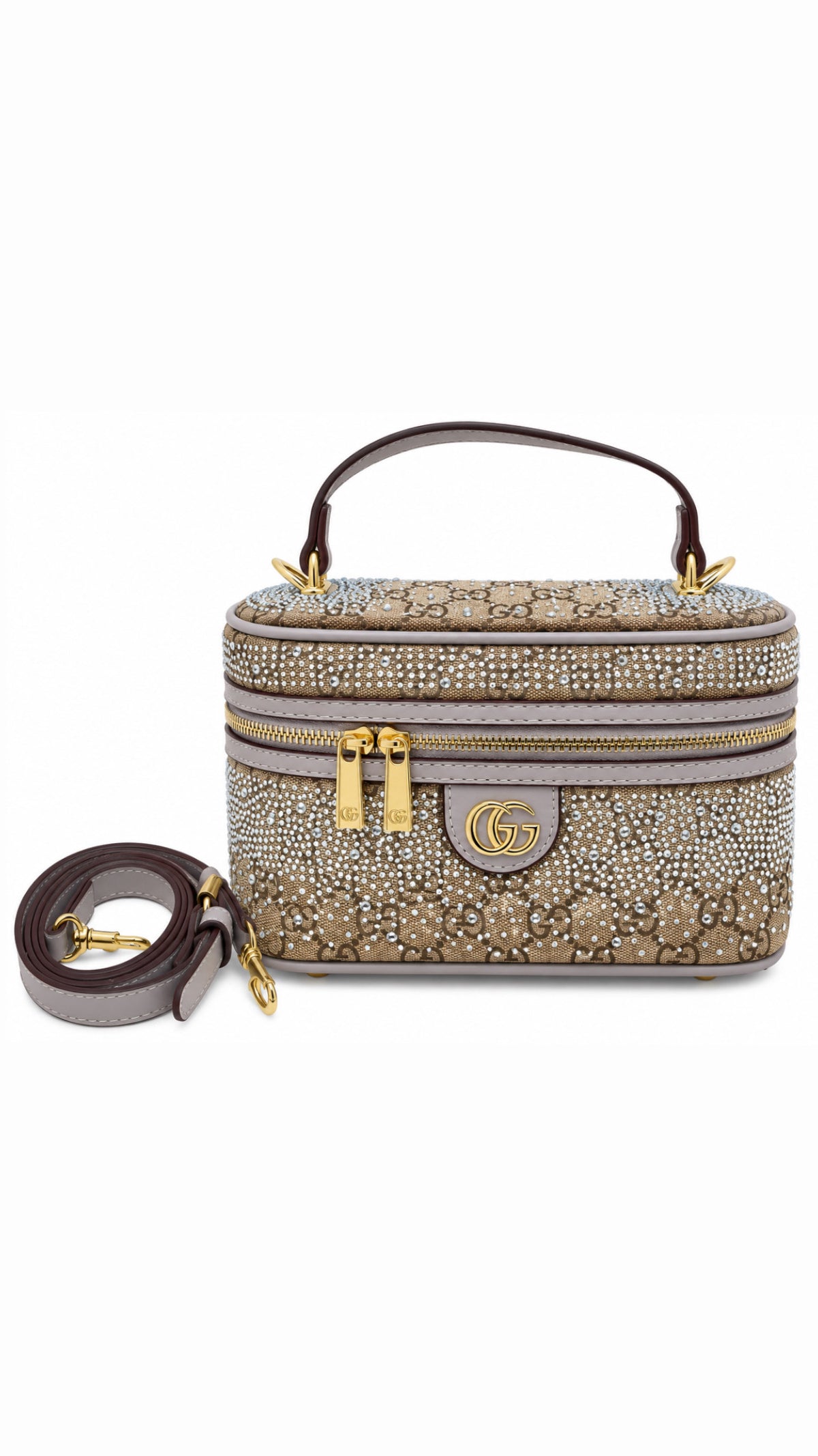 G-Glow Crystal Embellished Makeup Bag & Crossbody