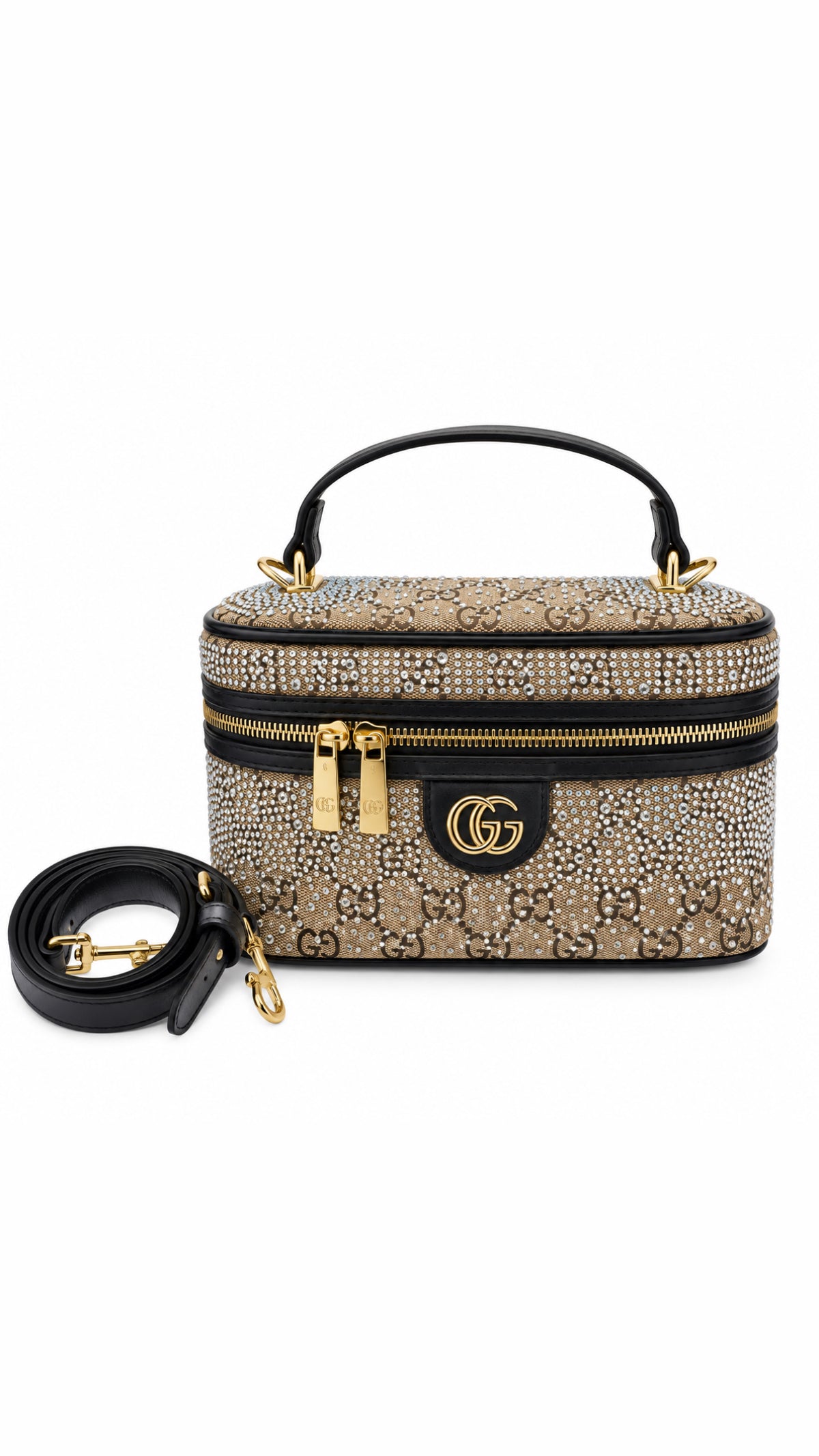 G-Glow Crystal Embellished Makeup Bag & Crossbody