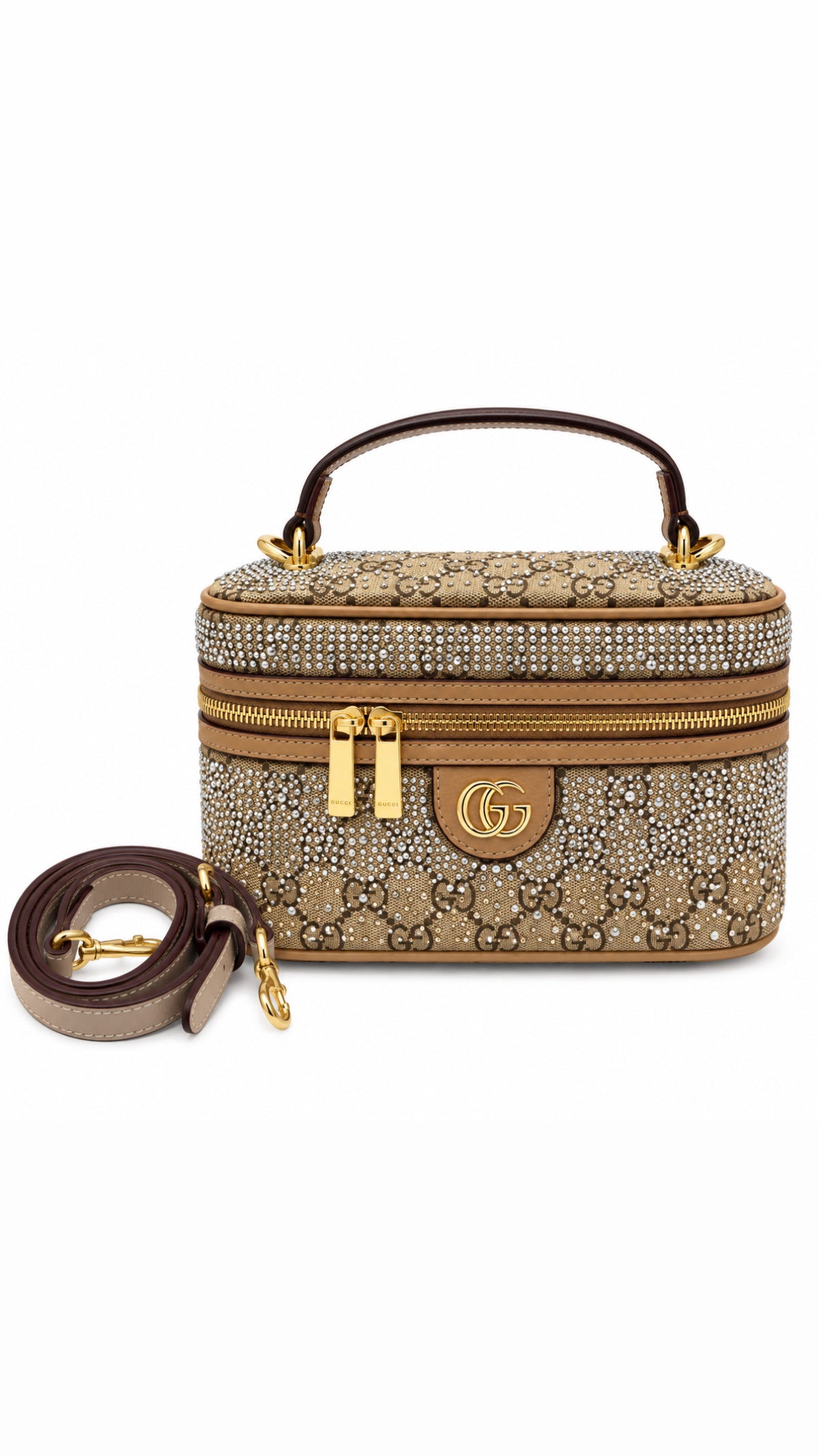 G-Glow Crystal Embellished Makeup Bag & Crossbody