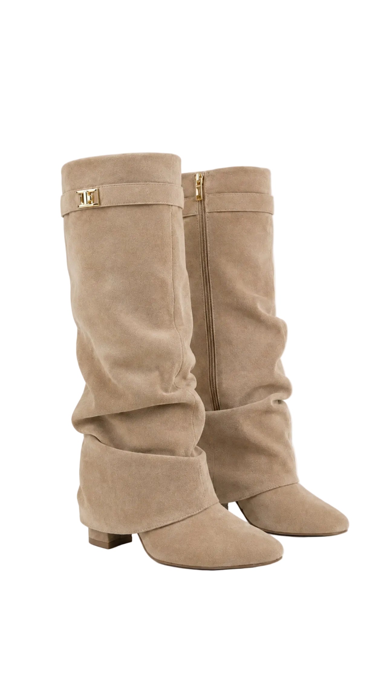 G. Slouchy Padlock Suede Boots