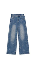 L Bleach Wash Wide Denim Jeans