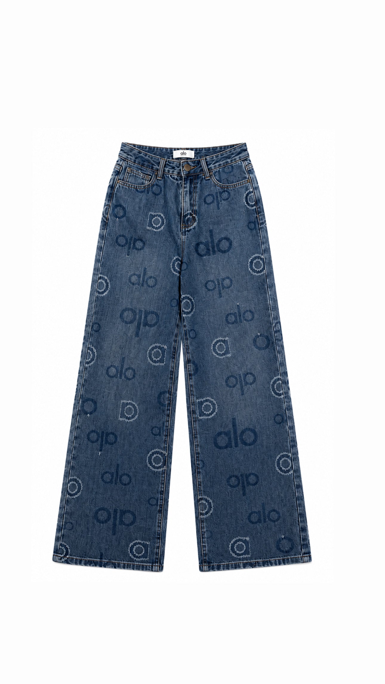 A Blue Pattern Denim Jeans