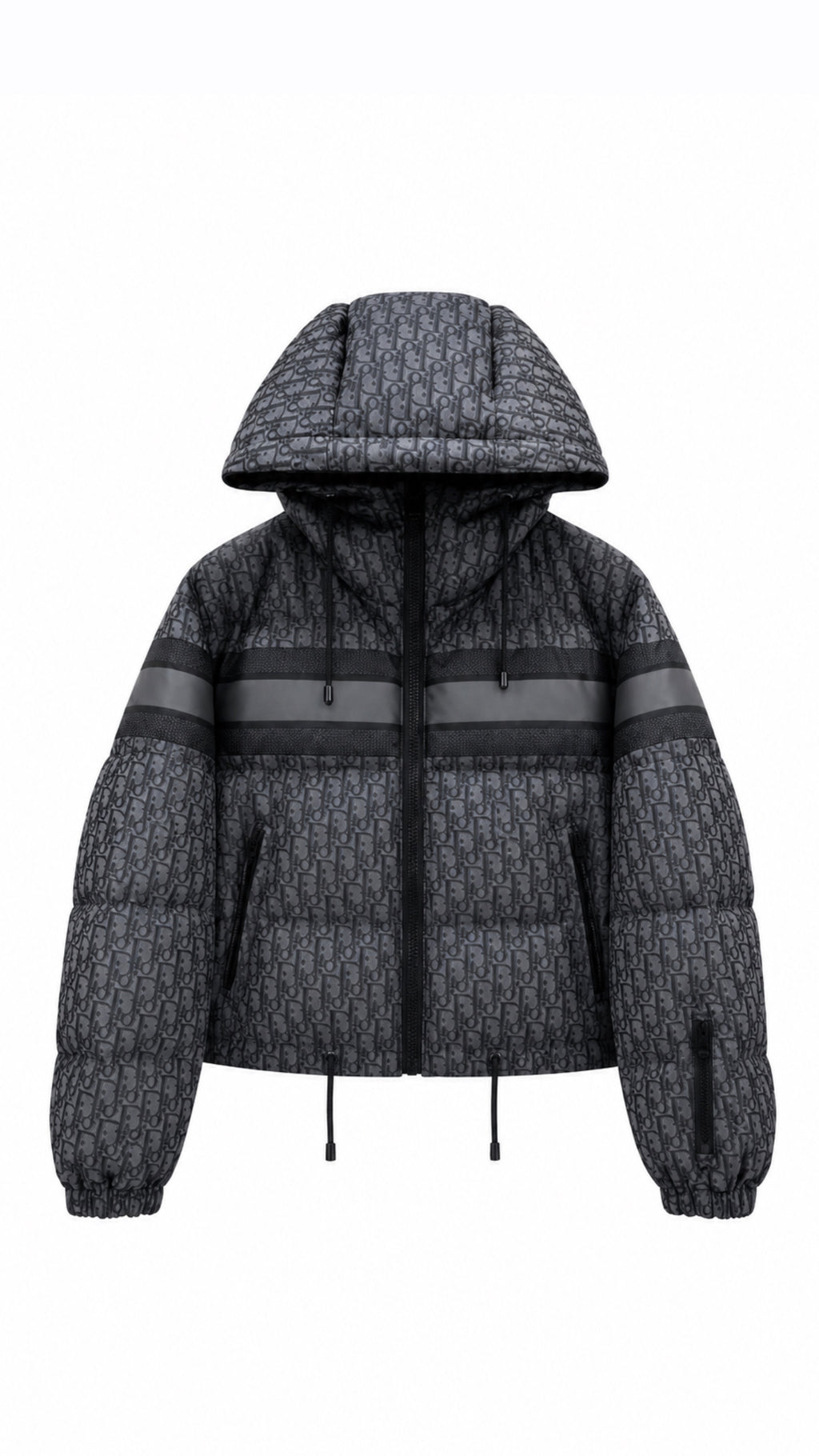 D Oblique Cropped Puffer Sweater