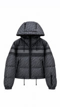 D Oblique Cropped Puffer Sweater