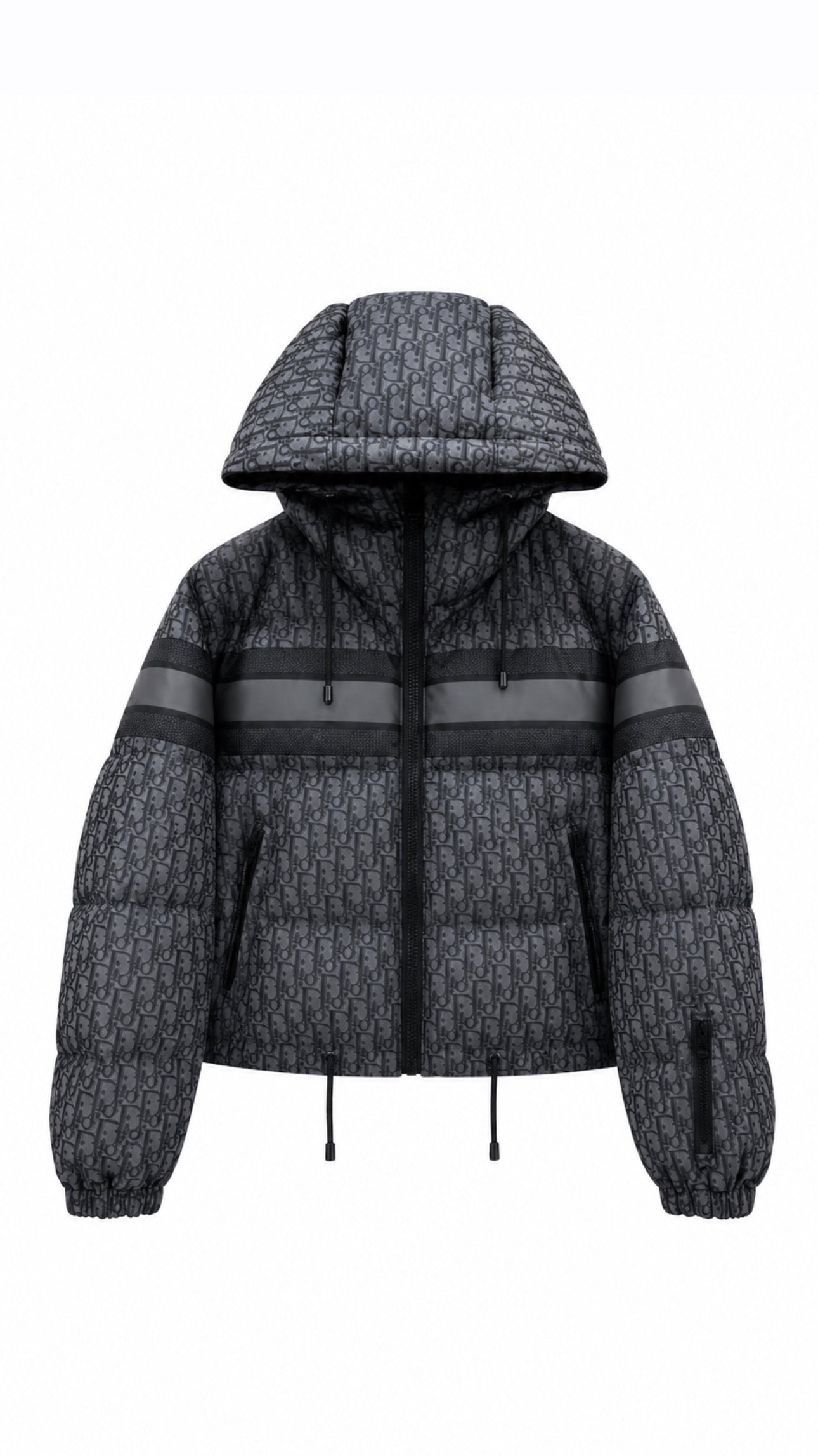 D Oblique Cropped Puffer Sweater