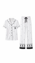 V - S Satin Short - Sleeve & Long Pants Pajama Set