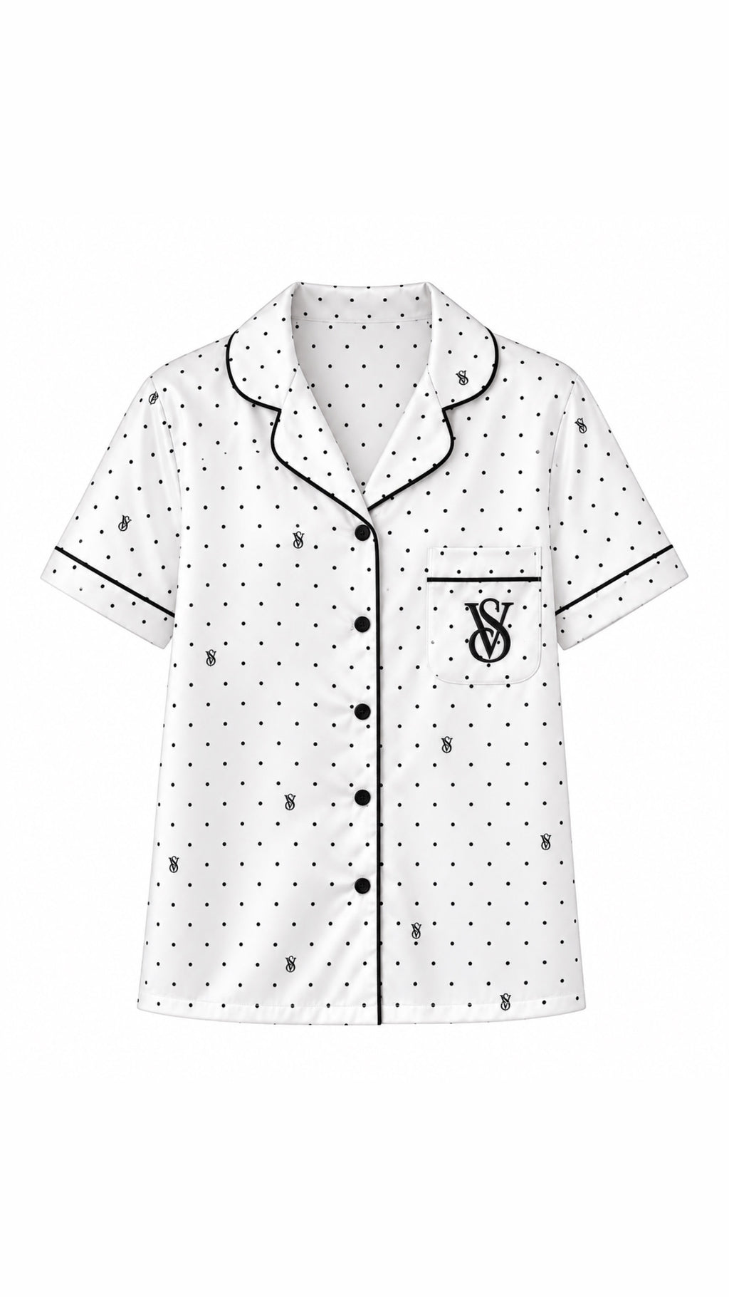 V - S Satin Short - Sleeve & Long Pants Pajama Set