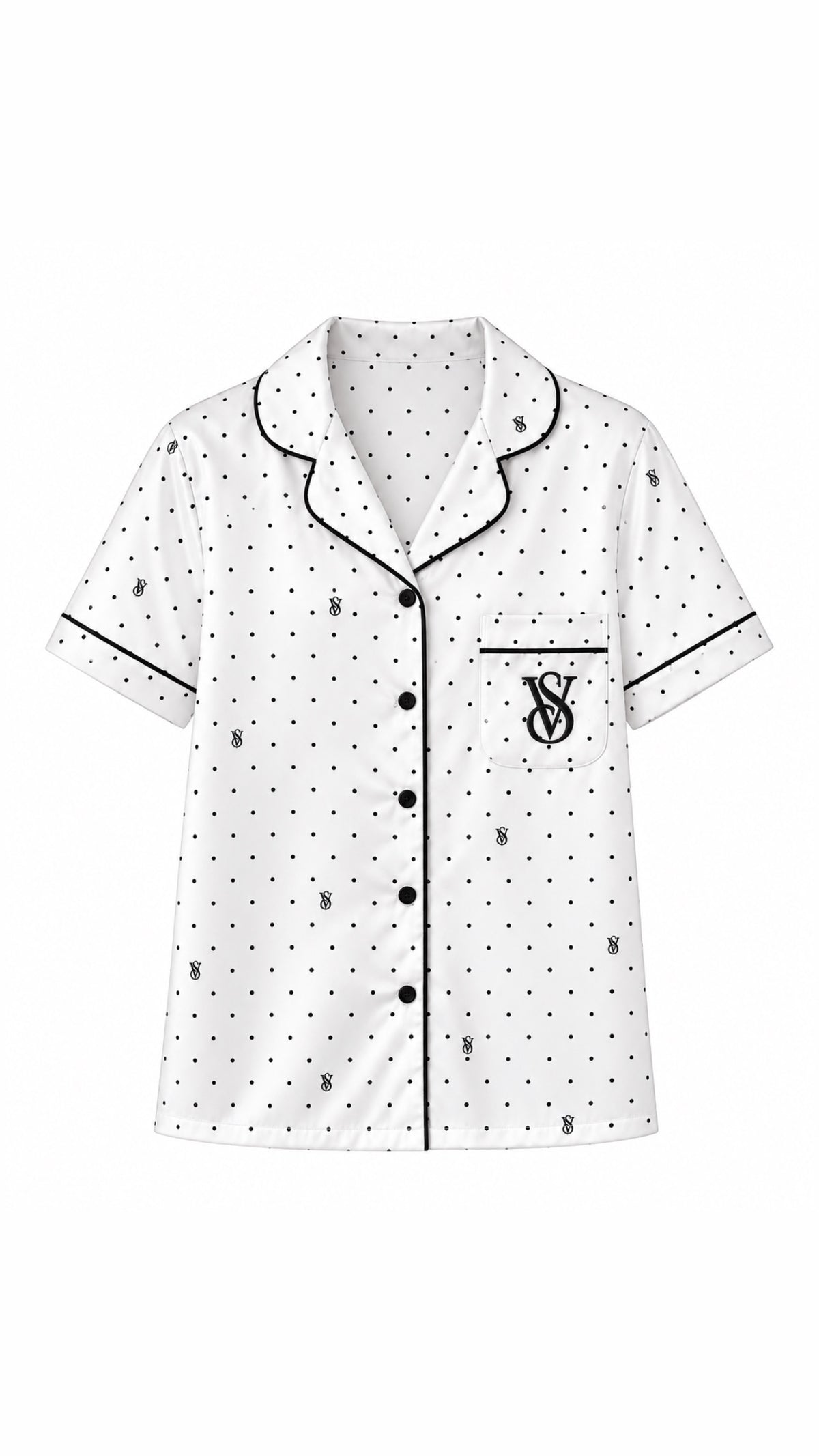 V - S Satin Short - Sleeve & Long Pants Pajama Set