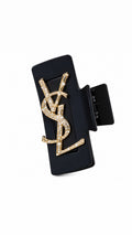Y - Luxury Matte Black Rhinestone Monogram Hair Claw Clip
