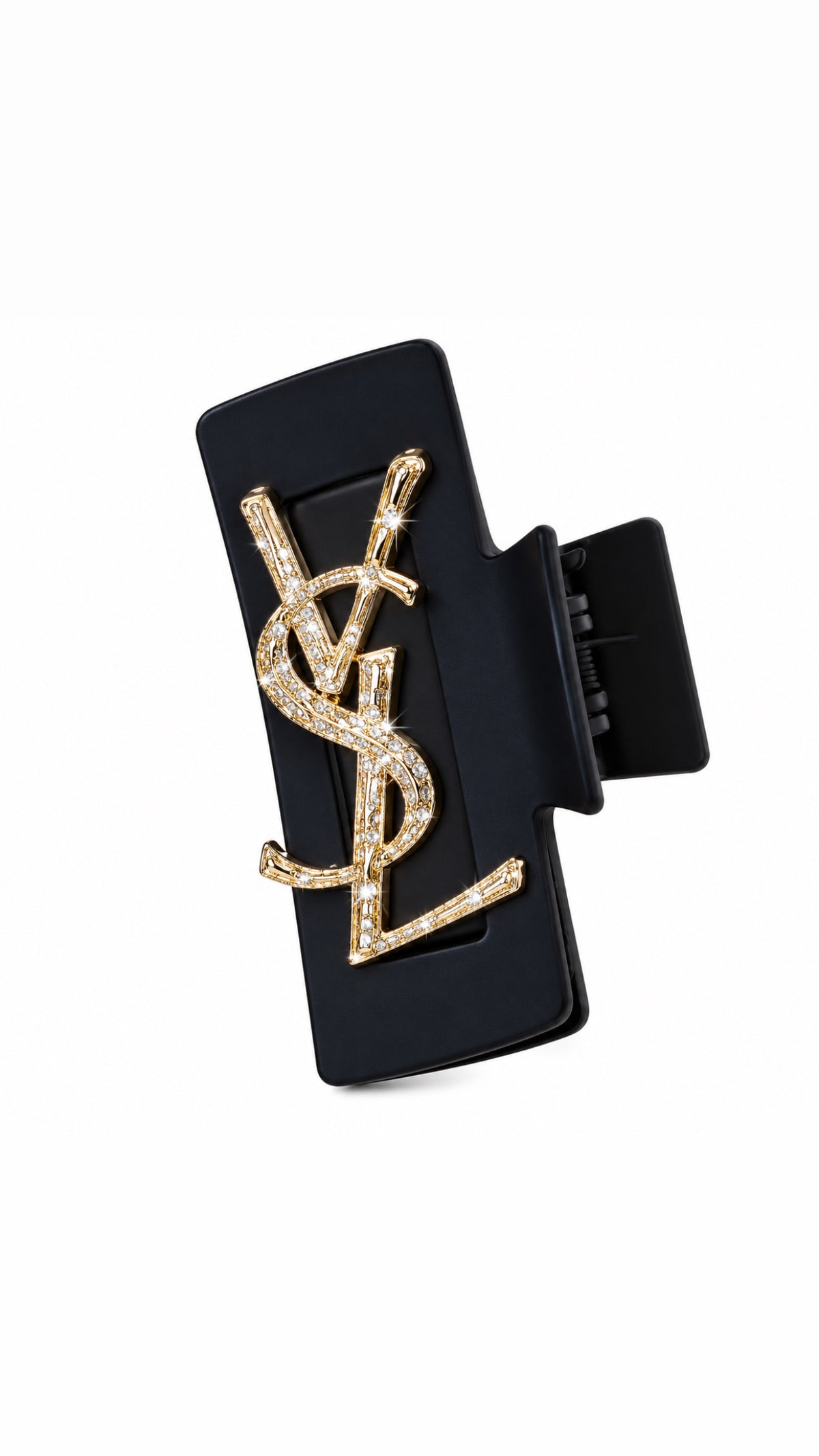 Y - Luxury Matte Black Rhinestone Monogram Hair Claw Clip